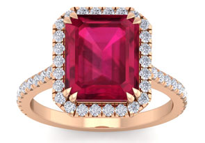 7 1/2 Carat Ruby & 48 Diamond Ring In 14K Rose Gold (3.80 G), , Size 4 By SuperJeweler