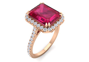 7 1/2 Carat Ruby & 48 Diamond Ring In 14K Rose Gold (3.80 G), , Size 4 By SuperJeweler