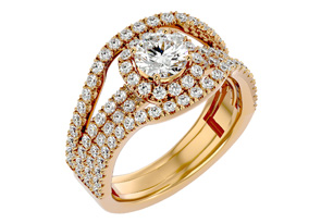 2 Carat Moissanite Halo Engagement Ring In 14K Yellow Gold (6.70 G), E/F Color By SuperJeweler