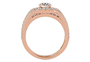2 Carat Moissanite Halo Engagement Ring In 14K Rose Gold (6.70 G), E/F Color By SuperJeweler