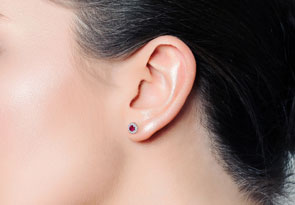 2.5 Carat Ruby & Diamond Halo Stud Earrings In 14K White Gold (2.60 G),  By SuperJeweler