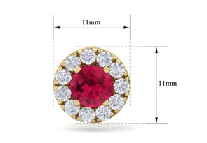 2.5 Carat Ruby & Diamond Halo Stud Earrings In 14K Yellow Gold (2.60 G),  By SuperJeweler