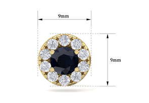 1.5 Carat Sapphire & Diamond Halo Stud Earrings In 14K Yellow Gold (2 G),  By SuperJeweler