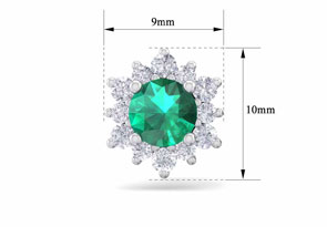 1 Carat Round Shape Flower Emerald Cut & Diamond Halo Stud Earrings In 14K White Gold (1.80 G),  By SuperJeweler
