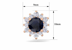 1 Carat Round Shape Flower Sapphire & Diamond Halo Stud Earrings In 14K Rose Gold (1.80 G),  By SuperJeweler