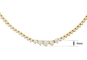 Graduated 5 Carat Diamond Tennis Necklace In 14K Yellow Gold (17 G) (, I1-I2), 17 Inch Chain By SuperJeweler