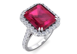 9 Carat Ruby & 38 Diamond Ring In 14K White Gold (4.80 G), , Size 4 By SuperJeweler
