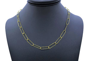 14K Yellow Gold (5.90 G) Over Sterling Silver Textured Paperclip Chain Necklace, 18 Inches By SuperJeweler
