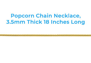 14K Yellow Gold (6.70 G) Over Sterling Silver 3.5mm Popcorn Chain Necklace, 18 Inches By SuperJeweler