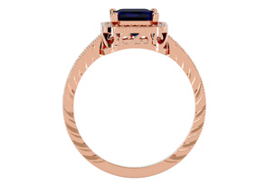 2 Carat Antique Style Sapphire & 26 Diamond Ring In 14K Rose Gold (3.90 G), , Size 4 By SuperJeweler