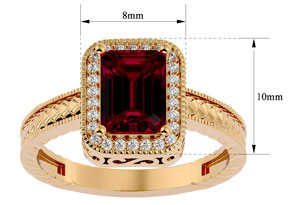 2 Carat Antique Style Ruby & 26 Diamond Ring In 14K Yellow Gold (3.90 G), , Size 4.5 By SuperJeweler