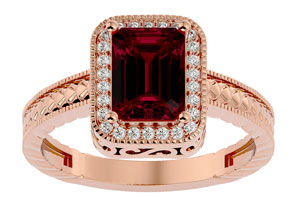 2 Carat Antique Style Ruby & 26 Diamond Ring In 14K Rose Gold (3.90 G), , Size 4.5 By SuperJeweler