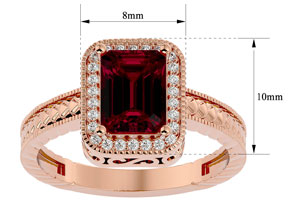2 Carat Antique Style Ruby & 26 Diamond Ring In 14K Rose Gold (3.90 G), , Size 4.5 By SuperJeweler