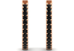 1/8 Carat Black Diamond Men's Hoop Earrings In 14K Rose Gold (1.90 G) By SuperJeweler