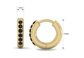 1/4 Carat Black Diamond Men's Hoop Earrings In 14K Yellow Gold (2.70 G) By SuperJeweler