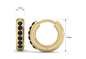 1/3 Carat Black Diamond Men's Hoop Earrings In 14K Yellow Gold (3.50 G) By SuperJeweler