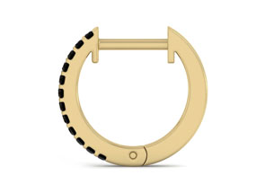 0.06 Carat Black Diamond Single Men's Hoop Earring In 14K Yellow Gold (0.96 G) By SuperJeweler
