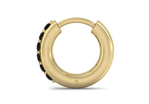1/6 Carat Black Diamond Single Men's Hoop Earring In 14K Yellow Gold (1.75 G) By SuperJeweler