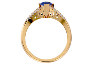 2 Carat Marquise Shape Tanzanite & 26 Diamond Ring In 14K Yellow Gold (4.10 G), I-J, Size 4 By SuperJeweler