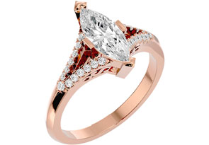 1.25 Carat Marquise Shape Diamond Engagement Ring In 14K Rose Gold (4.10 G) (H-I, SI2-I1) By SuperJeweler