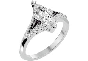 1.25 Carat Marquise Shape Diamond Engagement Ring In 14K White Gold (4.10 G) (I-J, I1-I2 Clarity Enhanced) By SuperJeweler