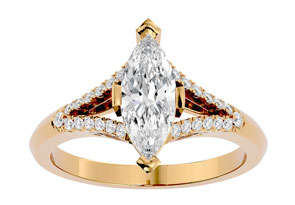 1.25 Carat Marquise Shape Diamond Engagement Ring In 14K Yellow Gold (4.10 G) (I-J, I1-I2 Clarity Enhanced) By SuperJeweler