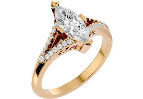 1.25 Carat Marquise Shape Diamond Engagement Ring In 14K Yellow Gold (4.10 G) (I-J, I1-I2 Clarity Enhanced) By SuperJeweler