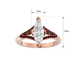 1.25 Carat Marquise Shape Diamond & Ruby Engagement Ring In 14K Rose Gold (4.10 G) (H-I, SI2-I1), Size 4 By SuperJeweler