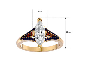 1.25 Carat Marquise Shape Diamond & Sapphire Engagement Ring In 14K Yellow Gold (4.10 G) (H-I, SI2-I1), Size 4 By SuperJeweler