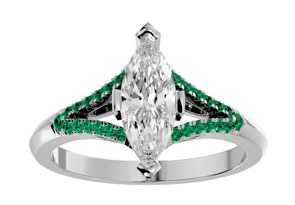 1.25 Carat Marquise Shape Diamond & Emerald Cut Engagement Ring In 14K White Gold (4.10 G) (I-J, I1-I2 Clarity Enhanced), Size 4 By SuperJeweler