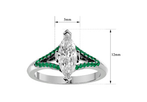 1.25 Carat Marquise Shape Diamond & Emerald Cut Engagement Ring In 14K White Gold (4.10 G) (I-J, I1-I2 Clarity Enhanced), Size 4 By SuperJeweler