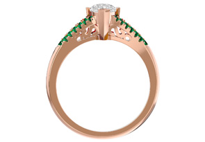 1.25 Carat Marquise Shape Diamond & Emerald Cut Engagement Ring In 14K Rose Gold (4.10 G) (I-J, I1-I2 Clarity Enhanced), Size 4 By SuperJeweler