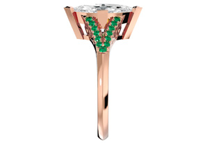 1.25 Carat Marquise Shape Diamond & Emerald Cut Engagement Ring In 14K Rose Gold (4.10 G) (I-J, I1-I2 Clarity Enhanced), Size 4 By SuperJeweler