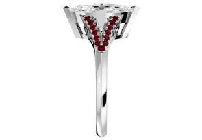 1.25 Carat Marquise Shape Diamond & Ruby Engagement Ring In 14K White Gold (4.10 G) (I-J, I1-I2 Clarity Enhanced), Size 4 By SuperJeweler