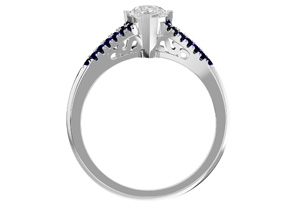 1.25 Carat Marquise Shape Diamond & Sapphire Engagement Ring In 14K White Gold (4.10 G) (I-J, I1-I2 Clarity Enhanced), Size 4 By SuperJeweler