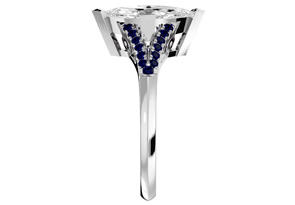 1.25 Carat Marquise Shape Diamond & Sapphire Engagement Ring In 14K White Gold (4.10 G) (I-J, I1-I2 Clarity Enhanced), Size 4 By SuperJeweler