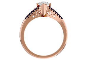 1.25 Carat Marquise Shape Diamond & Sapphire Engagement Ring In 14K Rose Gold (4.10 G) (I-J, I1-I2 Clarity Enhanced), Size 4 By SuperJeweler
