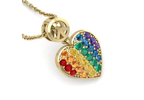 1/4 Carat Rainbow Pride Heart Necklace In 14K Yellow Gold (2.50 G), 18 Inches By SuperJeweler