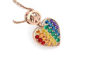 1/4 Carat Rainbow Pride Heart Necklace In 14K Rose Gold (2.50 G), 18 Inches By SuperJeweler
