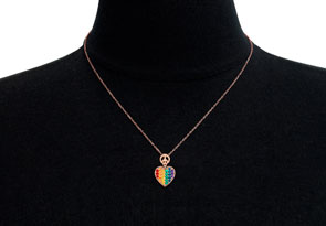 1/4 Carat Rainbow Pride Heart Necklace In 14K Rose Gold (2.50 G), 18 Inches By SuperJeweler