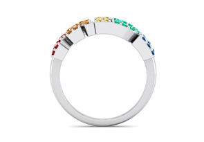 1/2 Carat Rainbow Pride Gemstone Ring In 14K White Gold (3.70 G), Size 4 By SuperJeweler