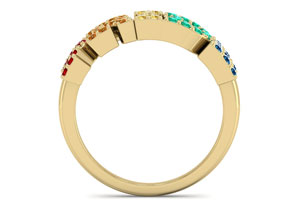 1/2 Carat Rainbow Pride Gemstone Ring In 14K Yellow Gold (3.70 G), Size 4 By SuperJeweler