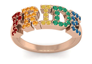 1/2 Carat Rainbow Pride Gemstone Ring In 14K Rose Gold (3.70 G), Size 4 By SuperJeweler