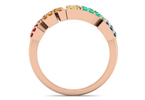 1/2 Carat Rainbow Pride Gemstone Ring In 14K Rose Gold (3.70 G), Size 4 By SuperJeweler