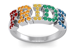 1/2 Carat Rainbow Pride Gemstone Ring In Sterling Silver, Size 4 By SuperJeweler