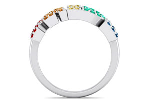 1/2 Carat Rainbow Pride Gemstone Ring In Sterling Silver, Size 4 By SuperJeweler