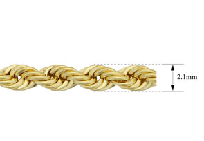 2.1mm Rope Chain Necklace, 30 Inches, Yellow Gold (9.60 G) By SuperJeweler