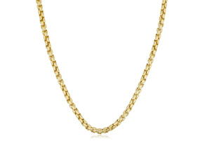 3.4mm Round Box Chain Necklace, 24 Inches, Yellow Gold (27.40 G) By SuperJeweler
