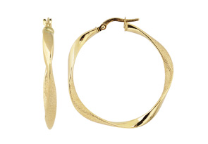 10K Yellow Gold (1.85 G) 25x3mm Twisted Polished Hoop Earrings By SuperJeweler