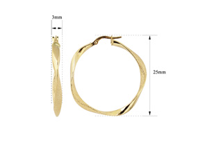 10K Yellow Gold (1.85 G) 25x3mm Twisted Polished Hoop Earrings By SuperJeweler